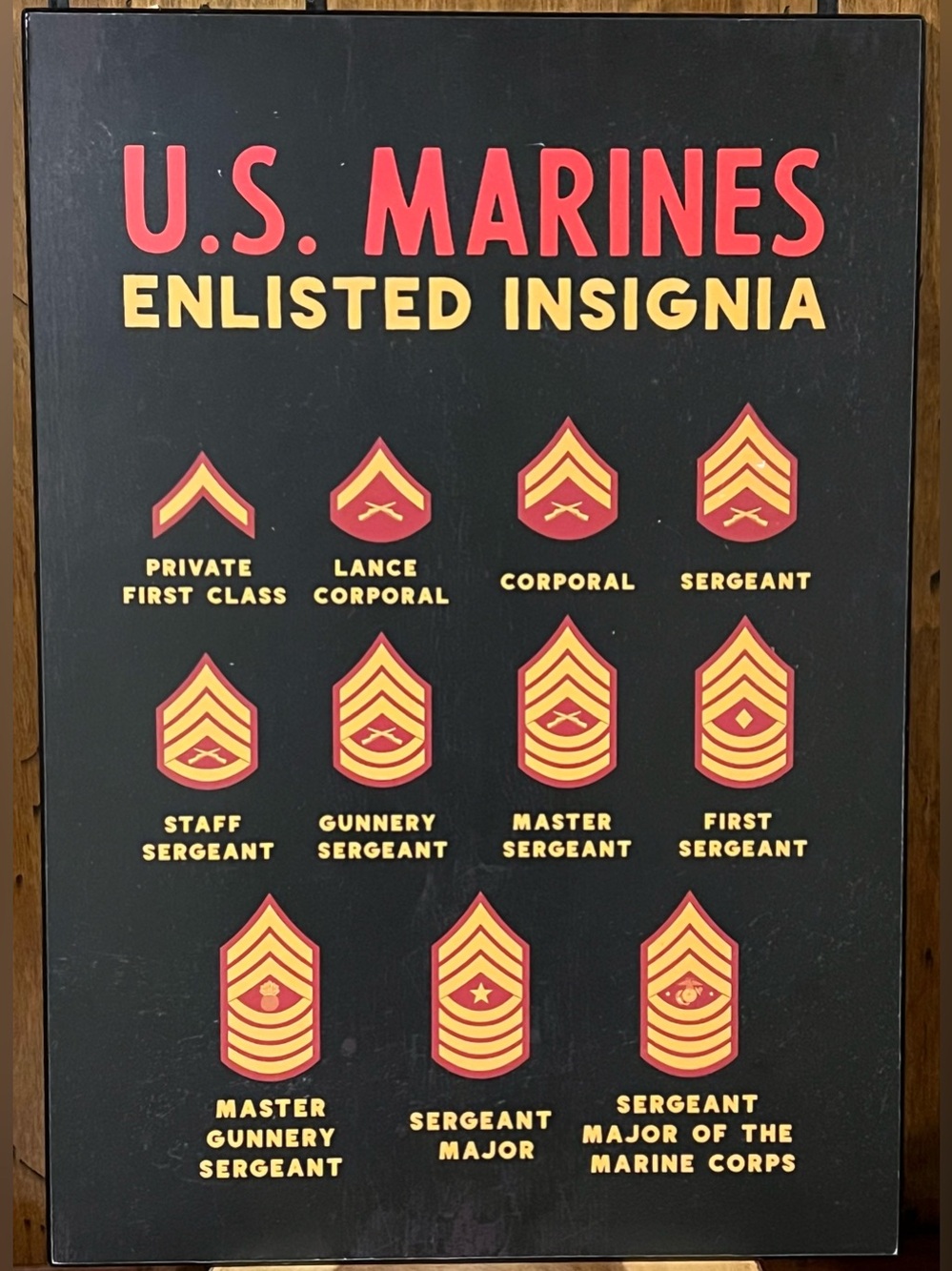 U.S. Marines Enlisted Insignia Wall Art  20”x14”